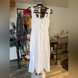 Quince White Linen Midi Dress XS NWT Cotton Lined Summer